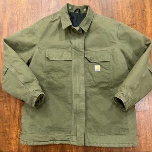 Carhartt Sandstone Duck Arctic Quilt Lined Traditional Coat Jacket Olive Green